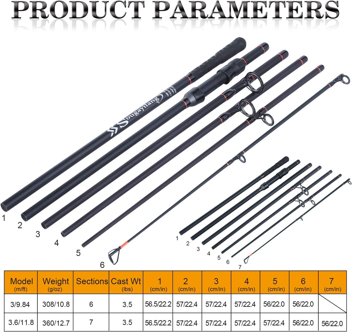 Sougayilang Carbon Fiber Fishing Rod - Lightweight Travel Rod