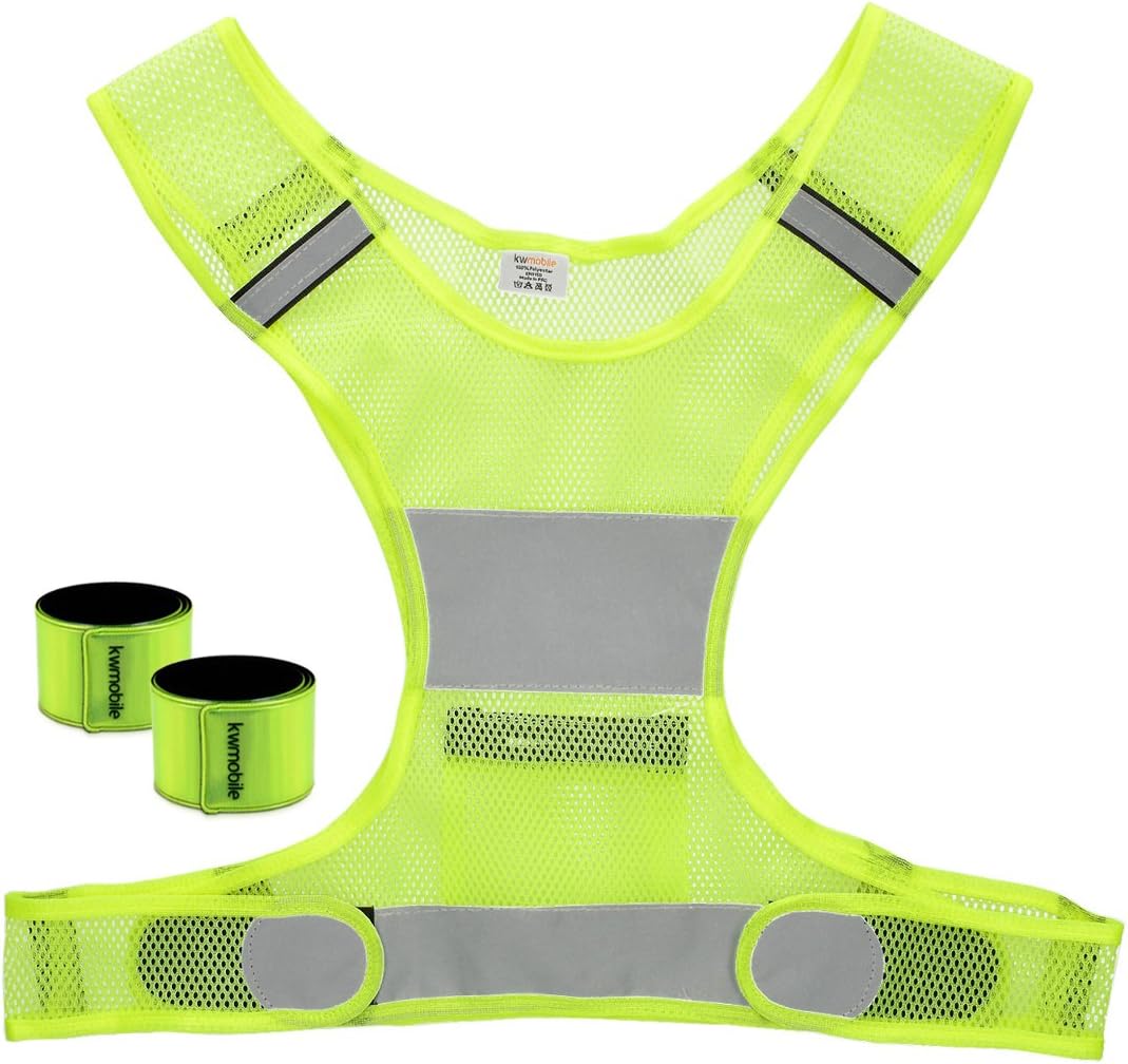 kwmobile 3-in-1 Reflective Safety Vest Set - High-Visibility Yellow
