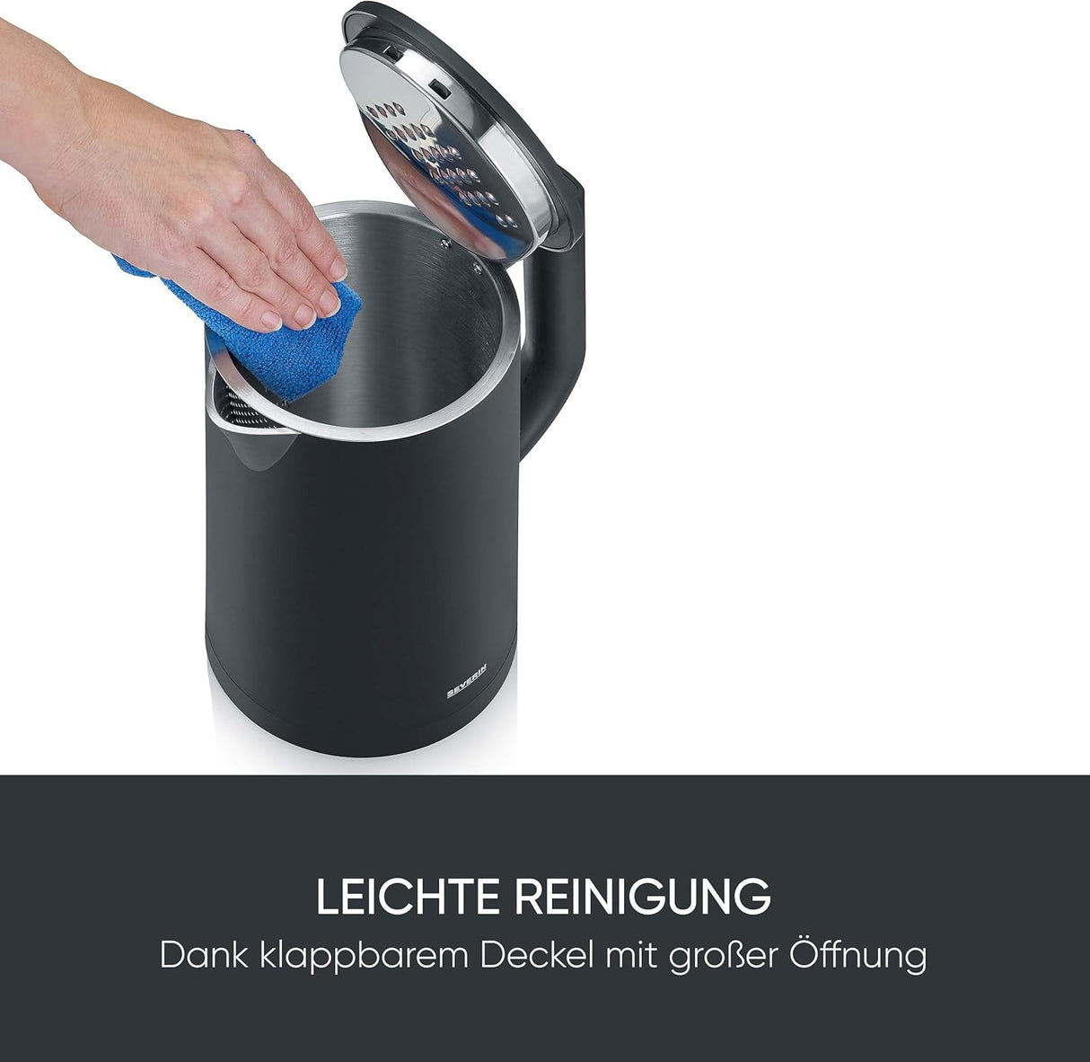 SEVERIN Cool-Touch Double-Walled Kettle - 1.7L Black with LED Temperature Feedback
