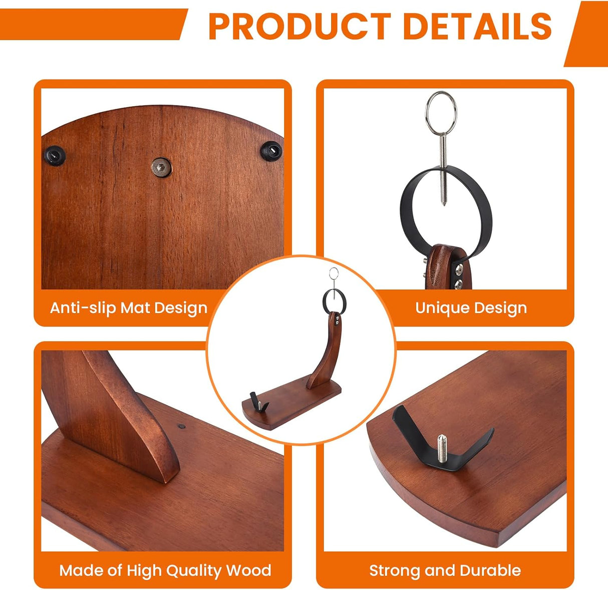 GourmetCut Wooden Ham Holder - Wood with Non-Slip Pads