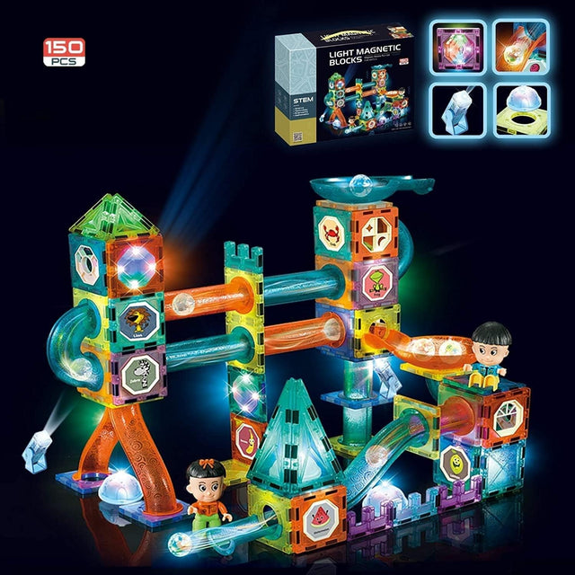 Jelers Pipe Magnetic Building Blocks Set - 150 Pcs with Luminous Balls