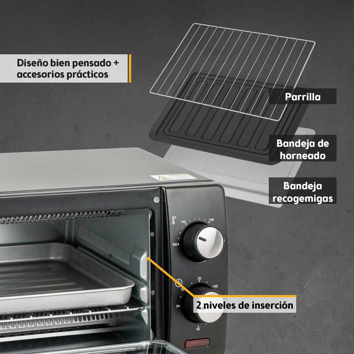 TZS First Austria 10L 800W Mini Oven with 230°C Temp Control