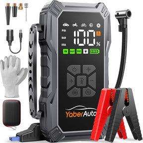 YaberAuto Jump Starter Power Bank with Compressor and LCD Screen