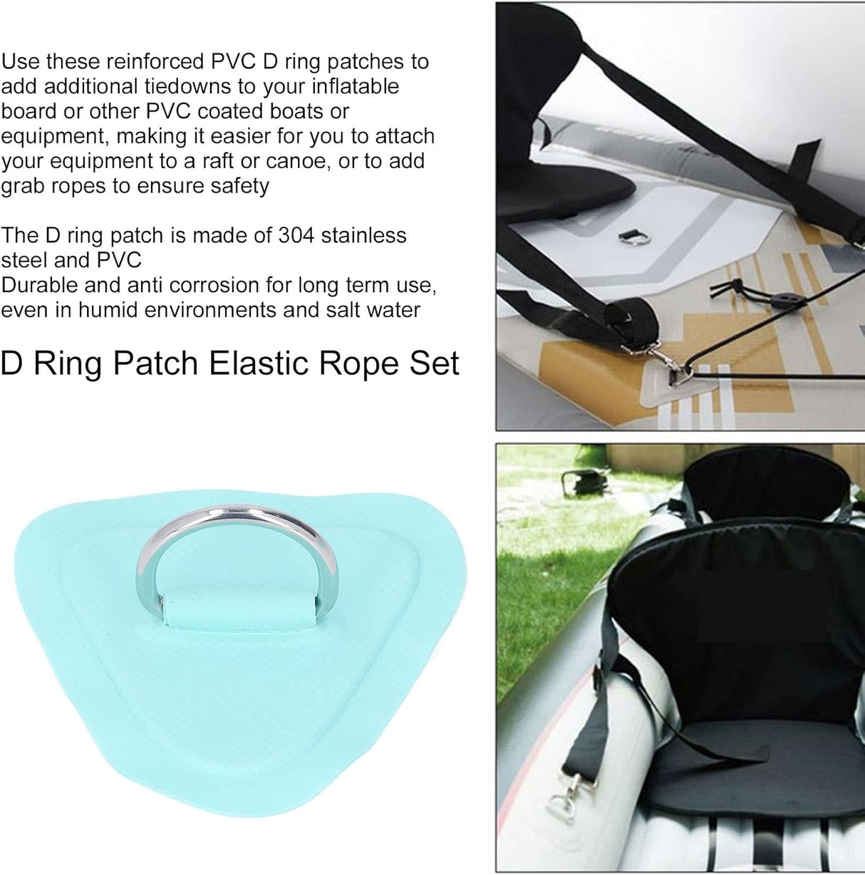 Generic Stainless Steel D-Ring Patches for Inflatable Paddleboards