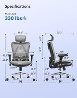 SIHOO M57 Ergonomic Mesh Office Chair - High Back with 3D Armrests and Lumbar Support