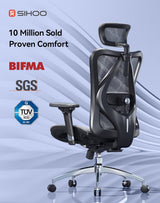 SIHOO M57 Ergonomic Mesh Office Chair - High Back with 3D Armrests and Lumbar Support