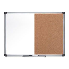 MasterVision Maya Combination Board with dry erase and cork surfaces in an aluminum frame