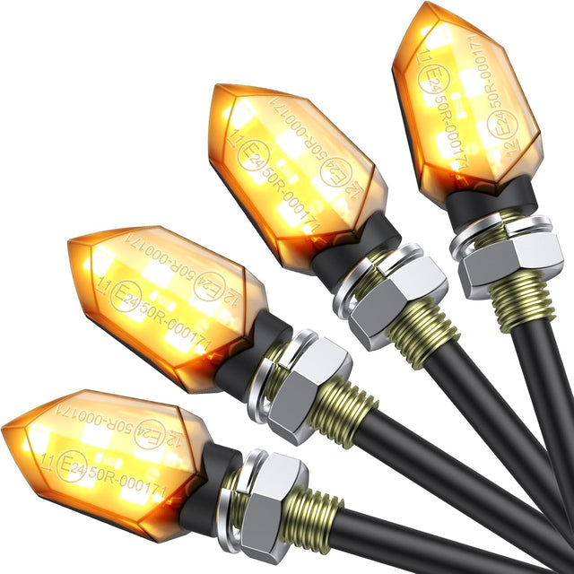Justech 4PCS Micro LED Turn Signal Lights - Universal Waterproof Amber