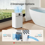 CHIVALZ 12L/24H Dehumidifiers for Home, Bedroom & Bathroom, LED Display and 24H Timer, Interior Dehumidifier with Automatic Defrosting, 2L Water Tank & Drainage Hose, White, 1 Pack+3 Modes