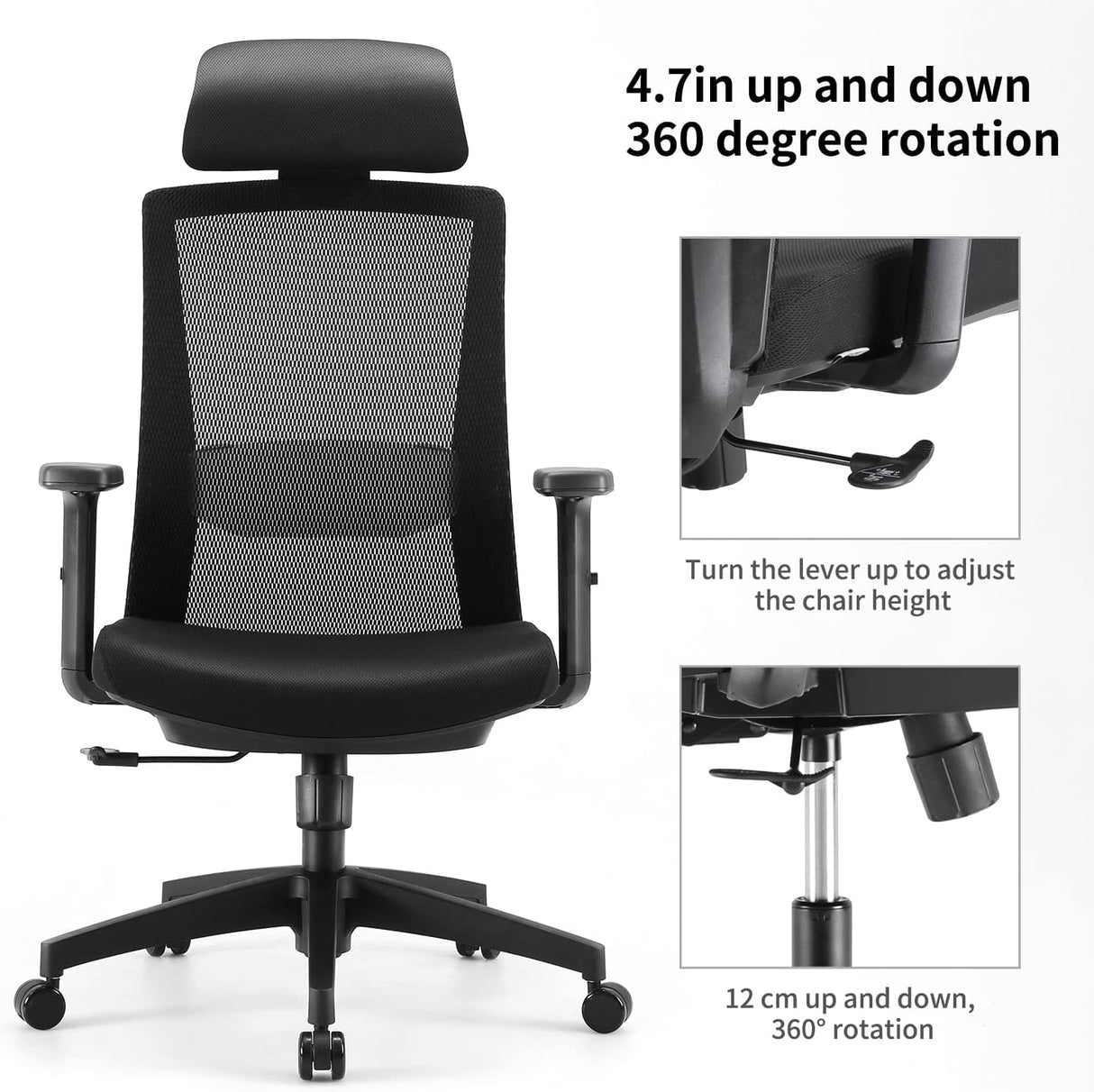 SIHOO Ergonomic Office Chair - Black with Adjustable Lumbar Support