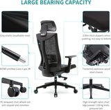 Umi Ergonomic Mesh Office Chair - Black with adjustable headrest and lumbar support