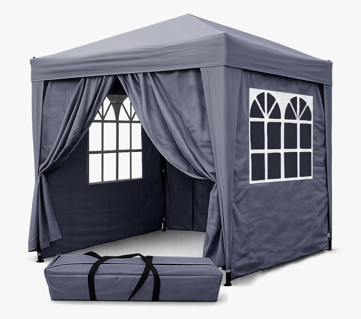 QUICK STAR Pop Up Gazebo 2 x 2 m in Smoky Grey with side walls