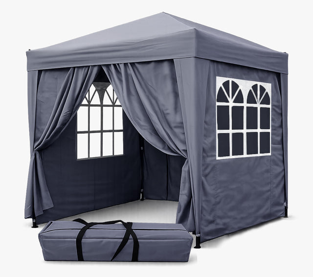 QUICK STAR Pop Up Gazebo 2 x 2 m in Smoky Grey with side walls