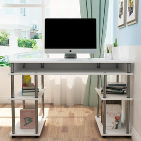 sogesfurniture BHEU-JSLP-MLS12060-W Desk with 2 Shelves in white, featuring a sturdy design and ample storage.