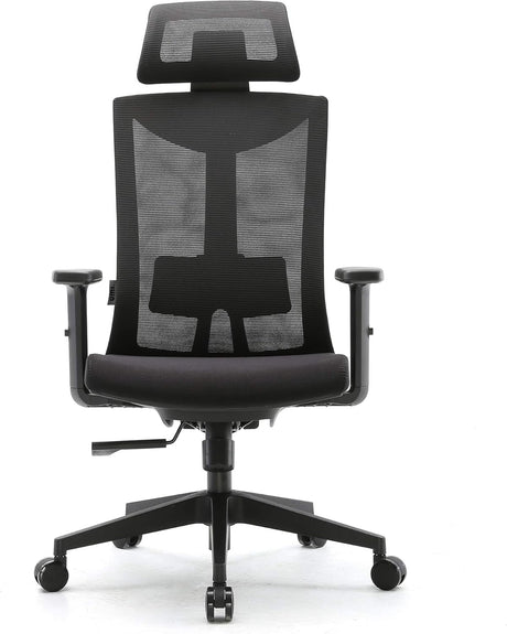 Umi Ergonomic Mesh Office Chair - Black with adjustable headrest and lumbar support