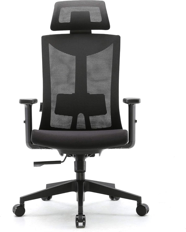 Umi Ergonomic Mesh Office Chair - Black with adjustable headrest and lumbar support