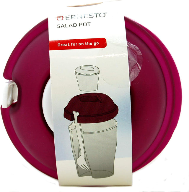 Ernesto Salad Food Pot - Built-in Fork & Dressing Container, 21cm x 11cm