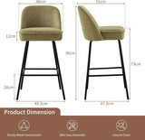 AINPECCA Advanced Breathable Velvet Bar Stools Set of 2 - Light Green Spring Cushion