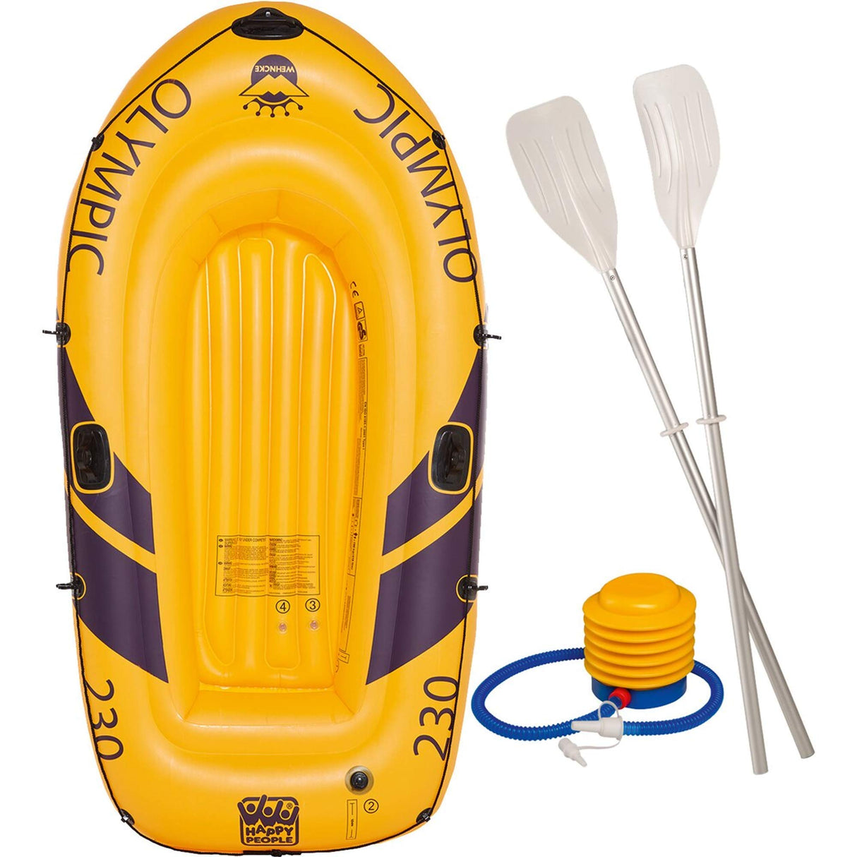 Happy People Olympic 230Er Unisex Adult Swimming Boat in yellow with paddles