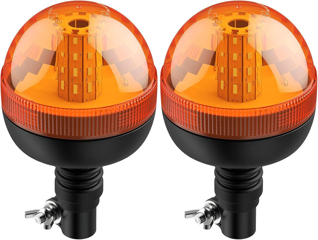 Justech 40 LED Amber Rotating Flash Warning Light - Flexible DIN Pole Mount