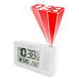 Miraval Wireless Projection Alarm Clock in white with illuminated display and dual alarm feature