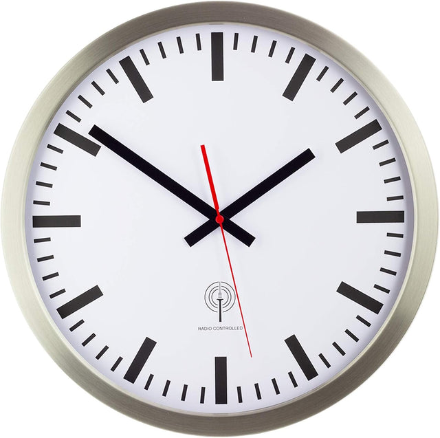 Eurotime 56862-07 Radio Controlled Wall Clock - Silver Stainless Steel
