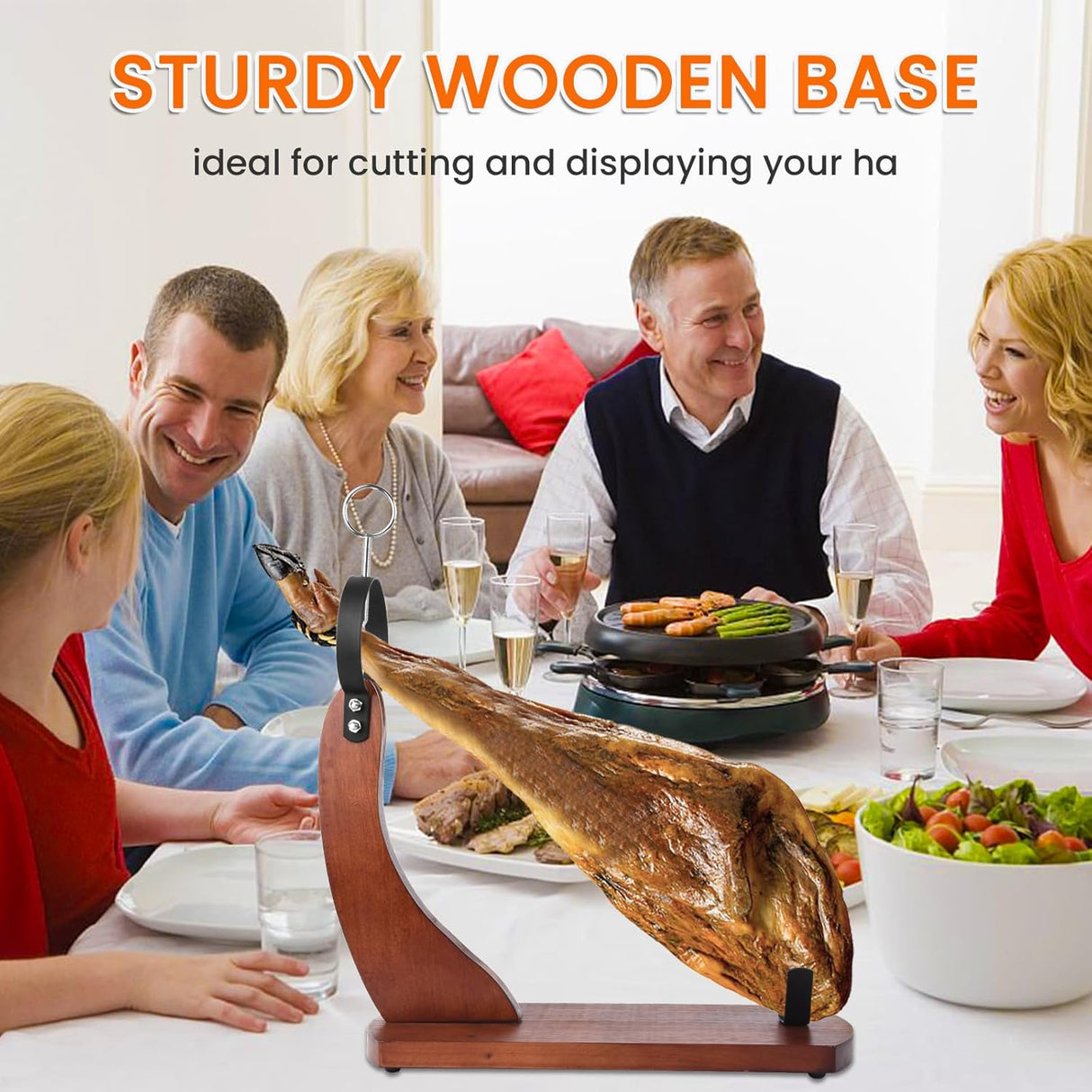 GourmetCut Wooden Ham Holder - Wood with Non-Slip Pads