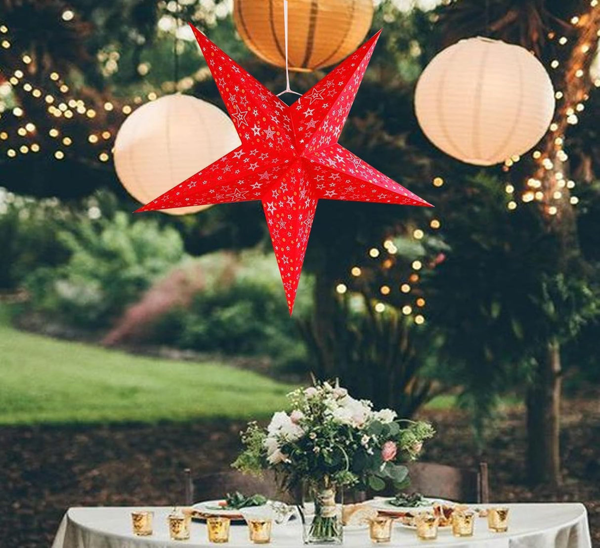 ME & YOU Hanging Paper Star - Red Decorative Lighting
