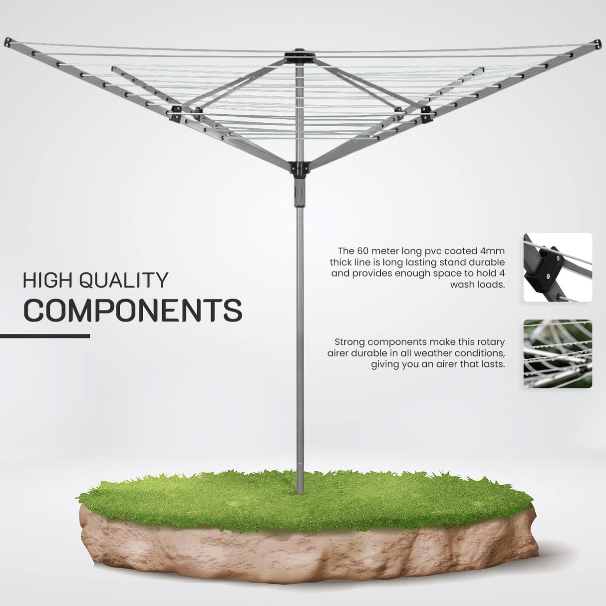 Aquapur Aluminum Clothes Drying Rack - Wind-Resistant