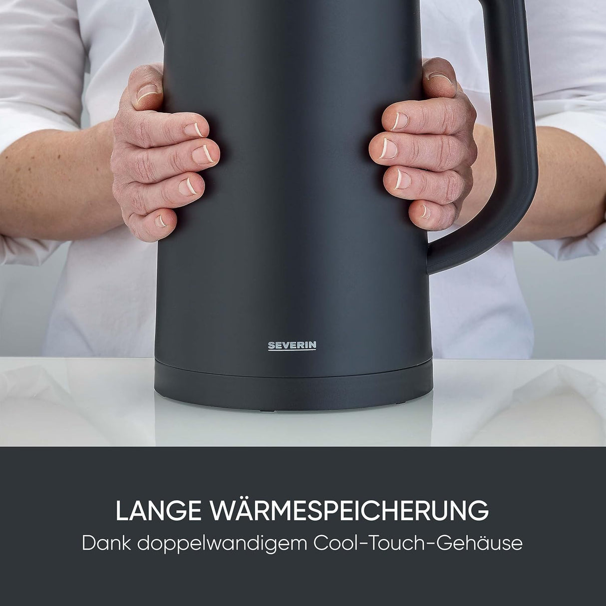 SEVERIN Cool-Touch Double-Walled Kettle - 1.7L Black with LED Temperature Feedback