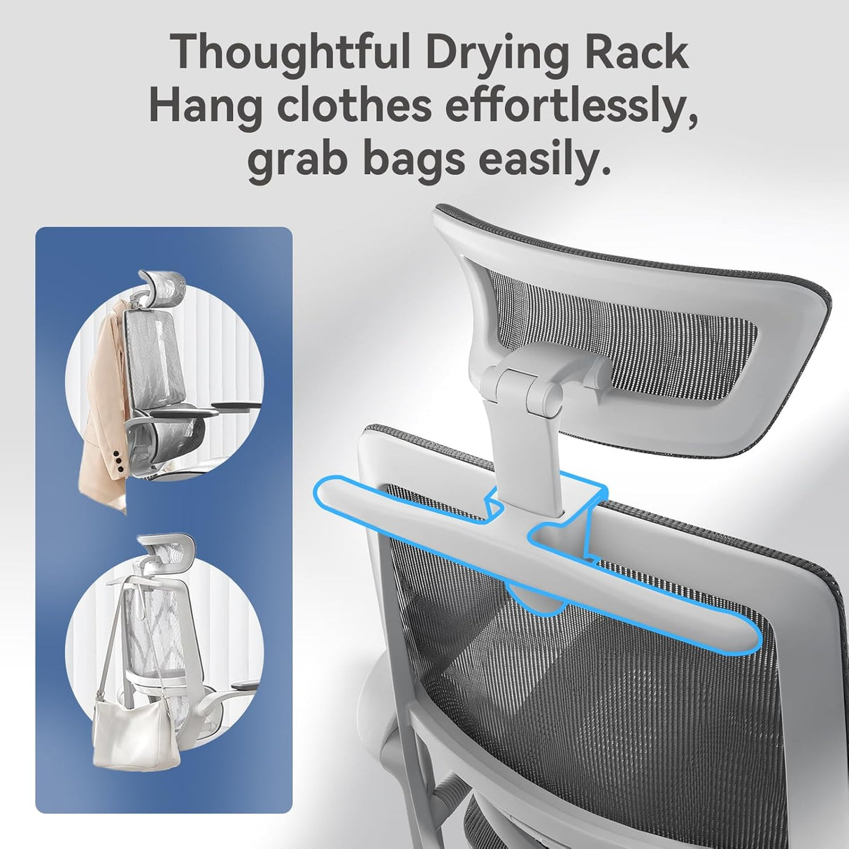 SIHOO M59AS Ergonomic Office Chair - Grey with 3D Flip-up Armrests