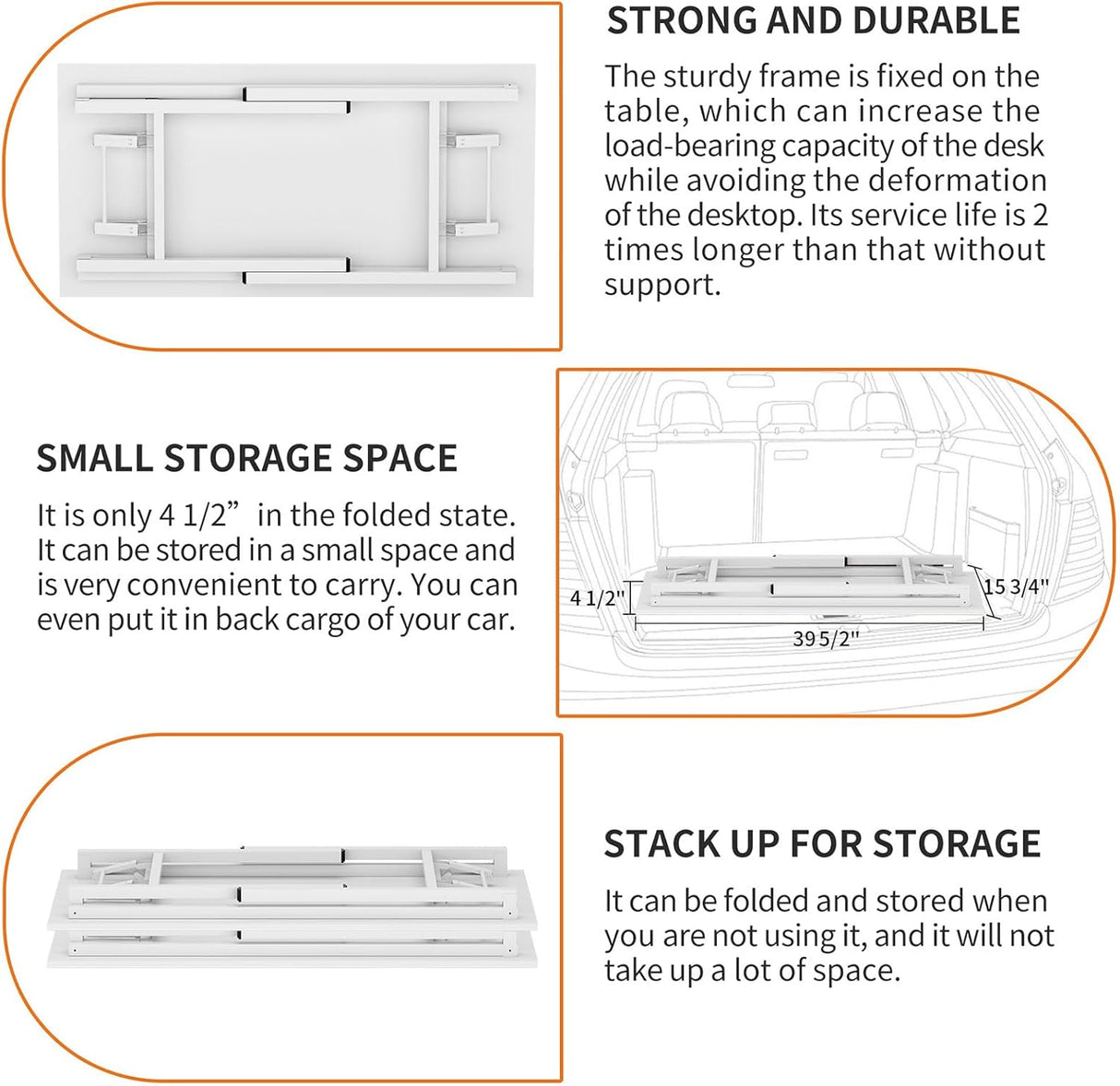 AC5DW Modern Folding Computer Desk - White