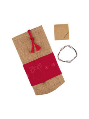 Crelando Christmas Jute Bottle Bag Craft Kit - DIY holiday decoration with natural jute