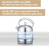 Severin Retro Glass Stainless Steel Electric Kettle WK3459 - Glass and Stainless Steel