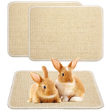 Two beige sisal rabbit scratching mats with anti-slip backing for indoor use
