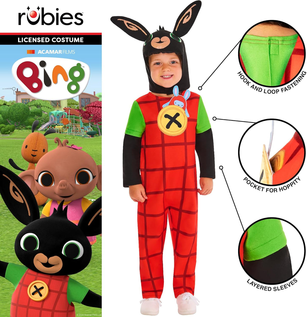 Rubies Official Bing Deluxe Child Costume - Kids Fancy Dress
