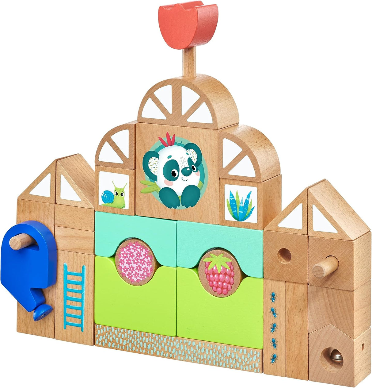 Selecta Tulips Garden Wooden Building Blocks Greenhouses - Multi-Coloured