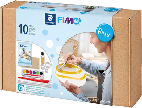 STAEDTLER FIMOair Air-Drying Modelling Clay Basic Set with Tools and Accessories, 500g