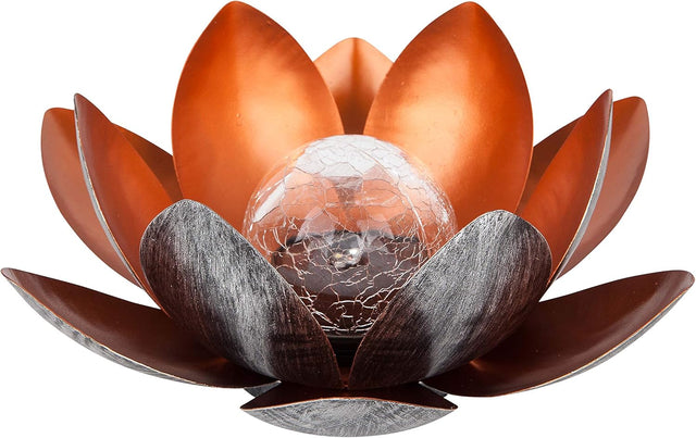 Dehner Lotus Solar Light - Silver Red Metal, Dusk Sensor