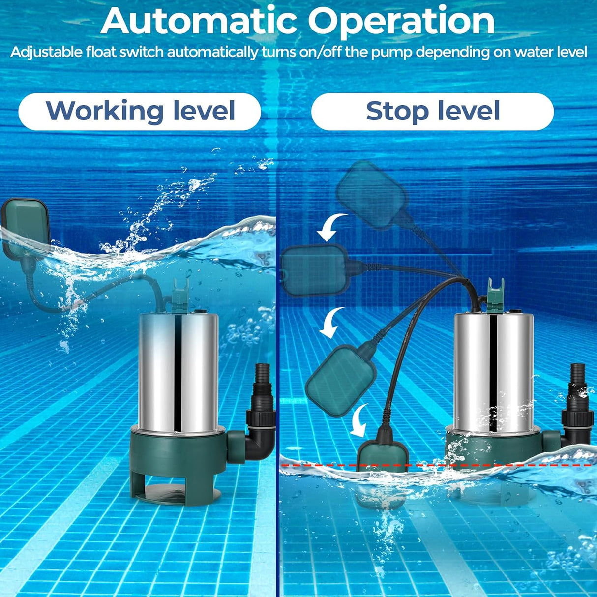 AquaFlow Submersible Dirty Water Drain Pump - stainless steel construction