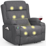 BareTay Electric Recliner Chair with massage, heat, and extended footrest