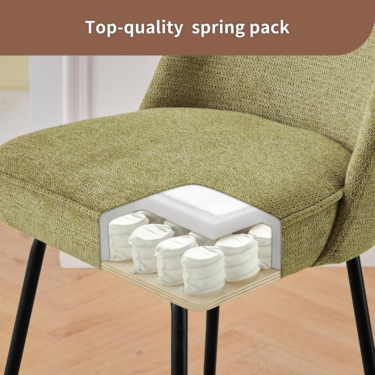 AINPECCA Advanced Breathable Velvet Bar Stools Set of 2 - Light Green Spring Cushion