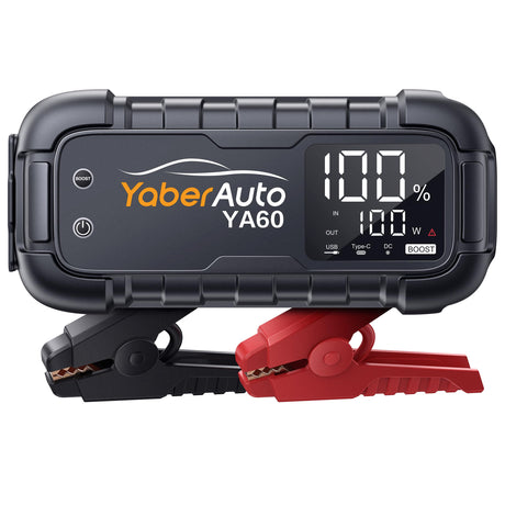YaberAuto YA60 Power Bank Jump Starter with LCD display and LED flashlight