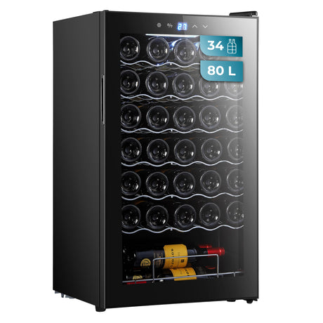 Cecotec Wine Cellar 34 Bottles Bolero Grandsommelier in black with LED lighting