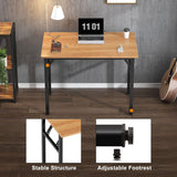 Need Folding Computer Desk - 31.5 Inch Teak Wood Top, Black Frame, No Assembly