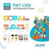 Jelers Pipe Magnetic Building Blocks Set - 150 Pcs with Luminous Balls