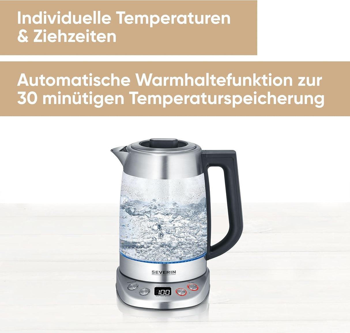 SEVERIN Glass Tea & Kettle Deluxe WK 3480 - 1.7L with Temperature Control
