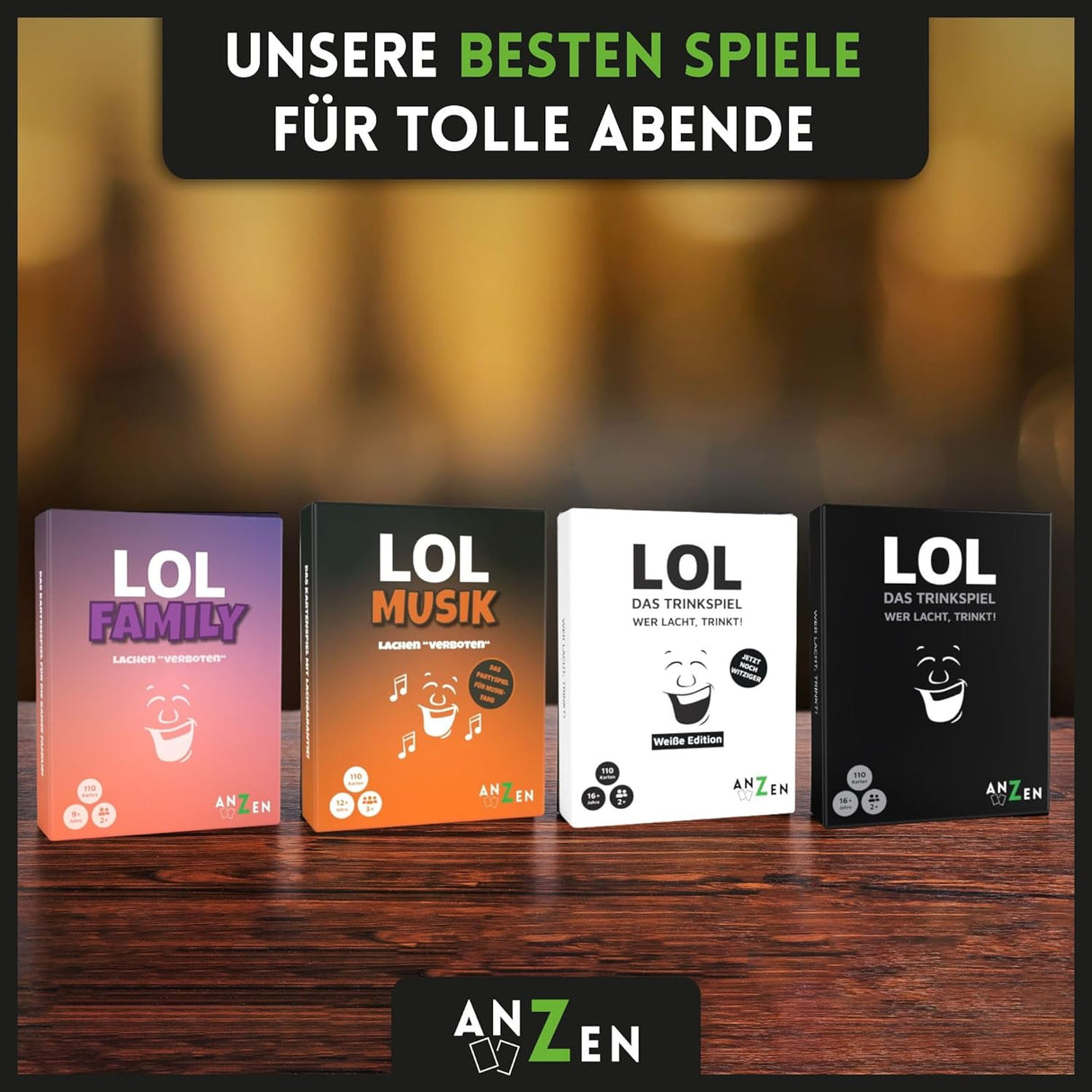 LOL Who Laughs, Drinks! Adult Drinking Card Game - black humor