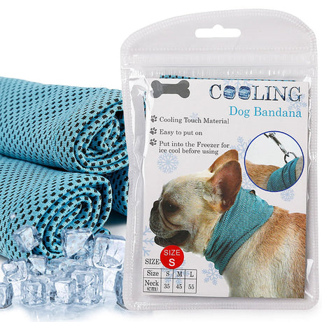 Coppthinktu Dog Cooling Bandana in blue, designed for summer comfort and cooling relief for pets.