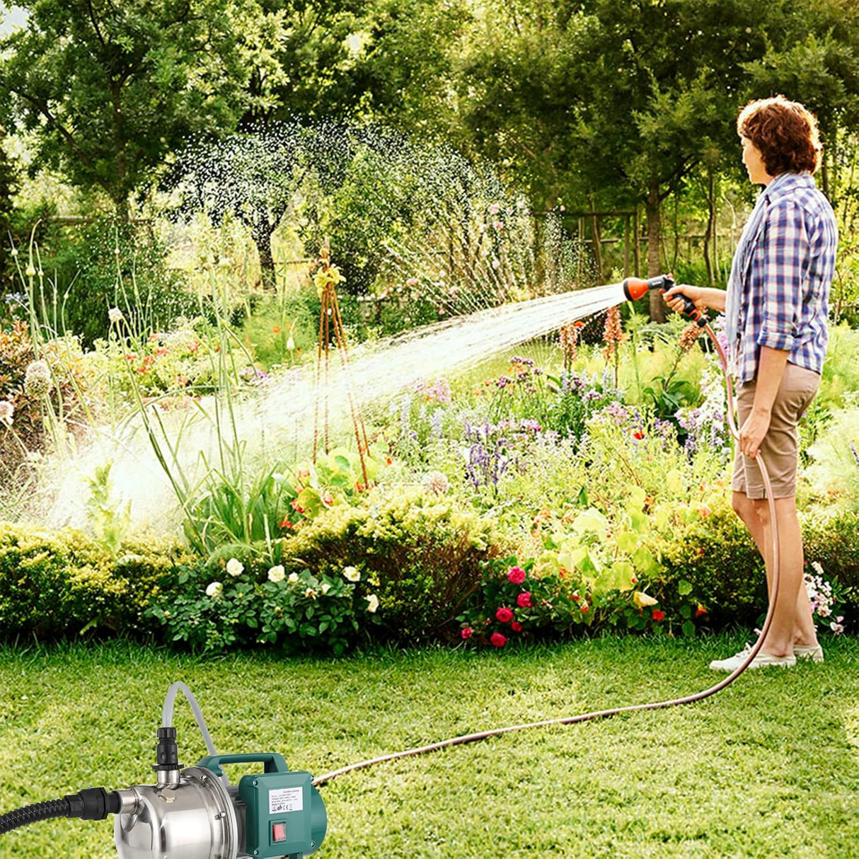 WaterPump Innovations Powerful 1100W Garden Water Pump - Stainless Steel